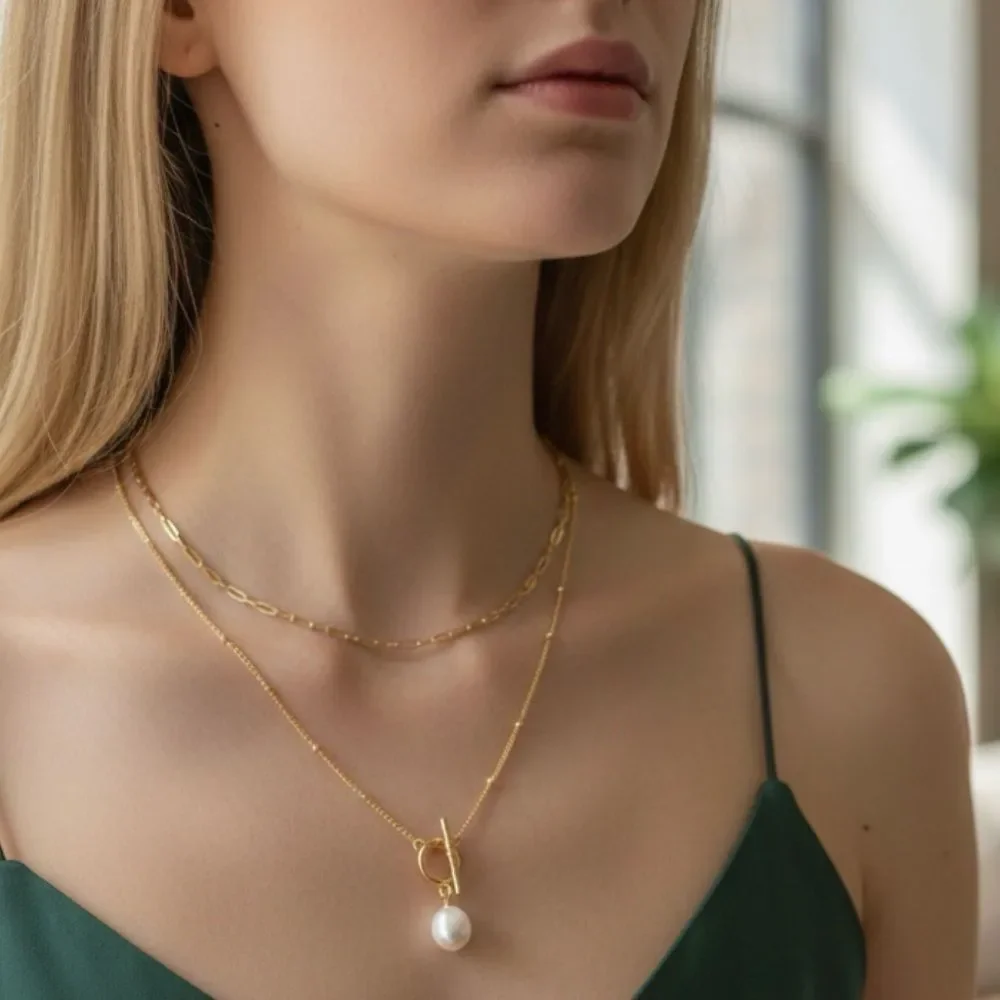 NEW 18K Gold Plated Paperclip Link Chain Necklace